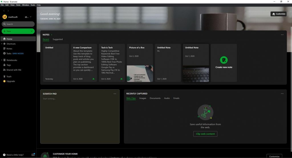 Evernote Interface